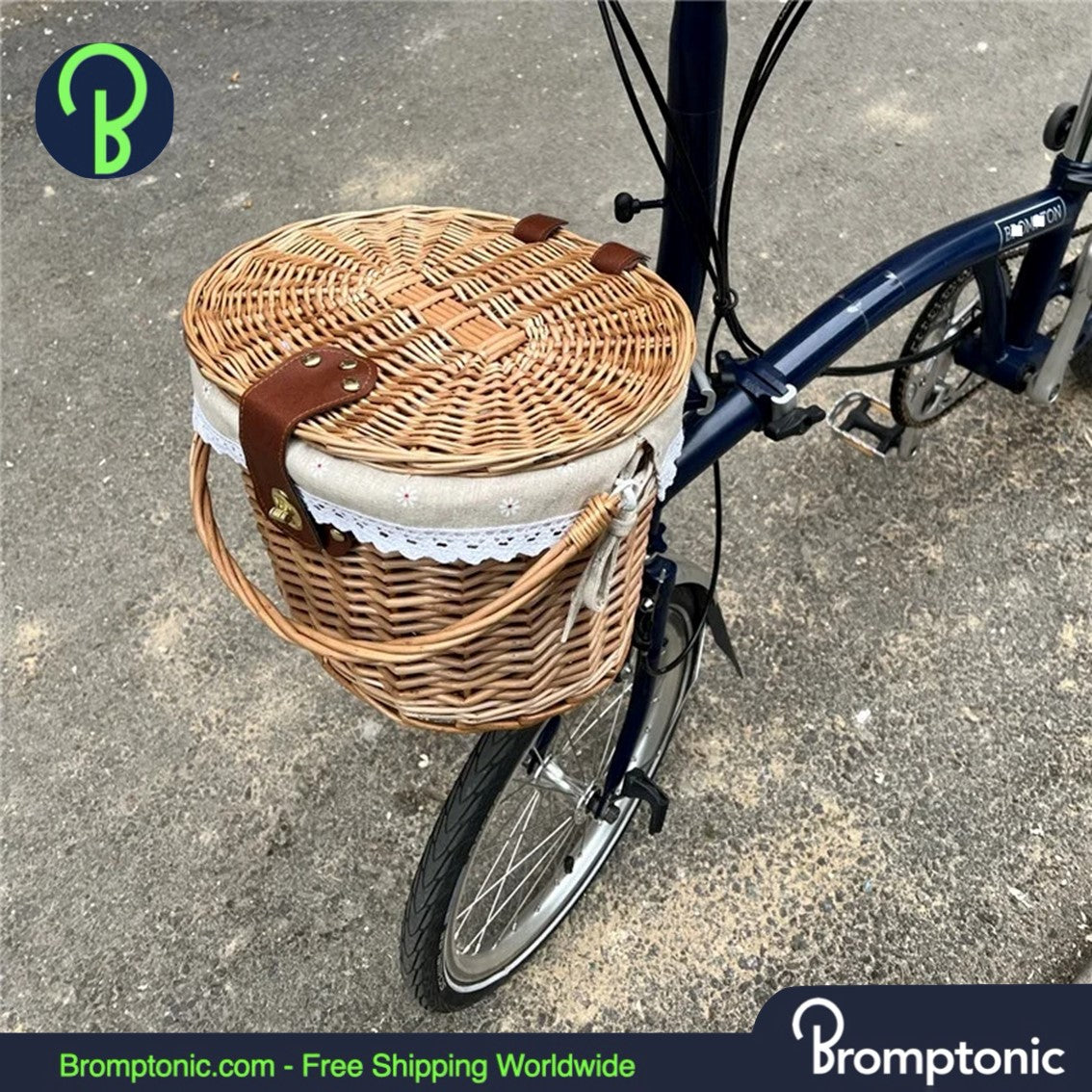 Brompton Front Weidenkorb mit Deckel - handgeflochtener Vintage-Stil